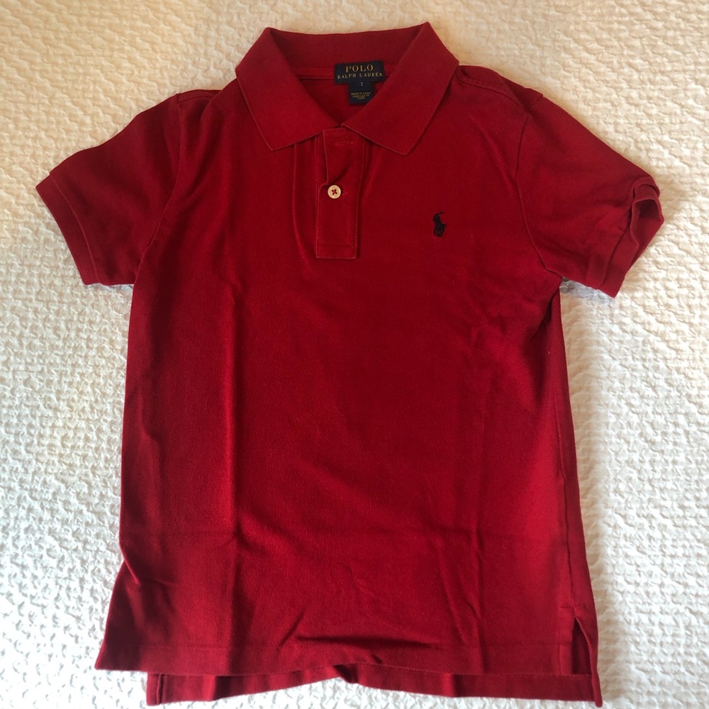 Red polo shirt